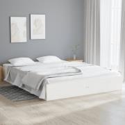 vidaXL Sängram vit massivt trä 120x190 cm