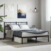 vidaXL Sängram med huvudgavel metall svart 140x190 cm