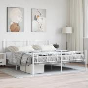 vidaXL Sängram med huvudgavel och fotgavel vit metall 183x213 cm