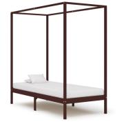 vidaXL Sänghimmel utan madrass mörkbrun massivt trä 100x200 cm