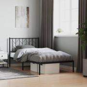 vidaXL Sängram med huvudgavel metall svart 100x190 cm