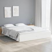 vidaXL Sängram vit massivt trä 135x190 cm