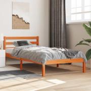 vidaXL Sängram utan madrass vaxad brun 90x190 cm massiv furu
