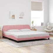 vidaXL Sängram med huvudgavel rosa 200x200 cm sammet