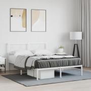vidaXL Sängram med huvudgavel metall vit 140x190 cm