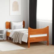 vidaXL Sängram utan madrass vaxad brun 90x190 cm massiv furu