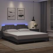 vidaXL Sängram med LED-belysning grå 180x200 cm konstläder