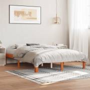 vidaXL Sängram utan madrass vaxbrun 140x190 cm massiv furu