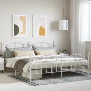 vidaXL Sängram med huvudgavel och fotgavel vit metall 200x200 cm