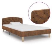 vidaXL Sängram utan madrass brun konstmocka 90x200 cm