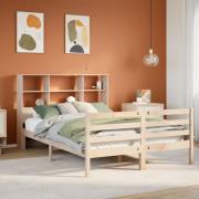 vidaXL Säng med bokhylla utan madrass 150x200cm massiv furu