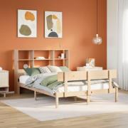 vidaXL Säng med bokhylla utan madrass 120x190 cm massiv furu