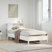 vidaXL Säng med bokhylla utan madrass vit 100x200cm massiv furu