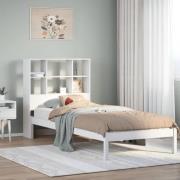 vidaXL Säng med bokhylla utan madrass vit 90x190cm massiv furu