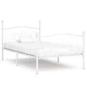 vidaXL Sängram utan madrass med ribbotten vit metall 90x200 cm