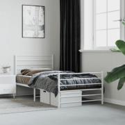 vidaXL Sängram med huvudgavel och fotgavel vit metall 75x190 cm