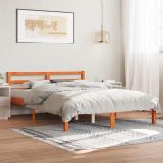 vidaXL Sängram utan madrass vaxbrun 120x190 cm massiv furu
