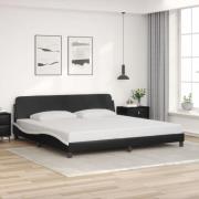 vidaXL Sängram med huvudgavel svart och vit 200x200 cm konstläder