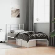 vidaXL Sängram med huvudgavel metall vit 90x190 cm