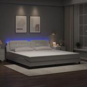 vidaXL Sängram med LED-belysning vit 200x200 cm konstläder