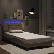 vidaXL Bed Frame with LED without Mattress "Hvar" Cappuccino 100x200 c...