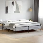 vidaXL Sängram grå sonoma 200x200 cm konstruerat trä och metall