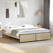 vidaXL Sängram sonoma-ek 180x200 cm konstruerat trä och metall