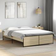 vidaXL Sängram sonoma-ek 135x190 cm konstruerat trä och metall