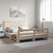 vidaXL Sängram med huvudgavel 200x200 cm massiv furu