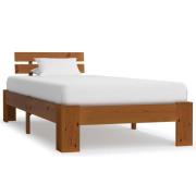 vidaXL Sängram utan madrass honungsbrun massiv furu 90x200 cm