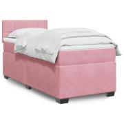 vidaXL Ramsäng med madrass rosa 80x200 cm sammet