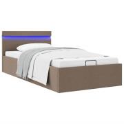 vidaXL Sängram hydraulisk förvaring utan madrass taupe 100x200 cm