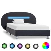 vidaXL Sängram med LEDs utan madrass svart konstläder 90x200 cm
