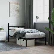 vidaXL Sängram med huvudgavel metall svart 90x200 cm