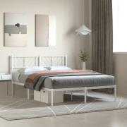 vidaXL Sängram med huvudgavel metall vit 140x190 cm