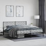 vidaXL Sängram med huvudgavel och fotgavel svart metall 183x213 cm