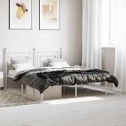 vidaXL Sängram med huvudgavel metall vit 160x200 cm