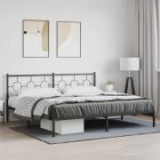 vidaXL Sängram med huvudgavel metall svart 193x203 cm