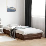 vidaXL Sängram utan madrass brun ek 100x200 cm konstruerad trä