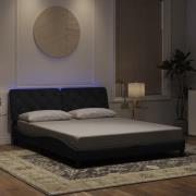 vidaXL Sängram med LED-belysning svart 160x200 cm sammet