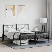 vidaXL Sängram utan madrass med fotgavel metall svart 160x200 cm
