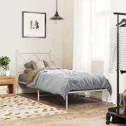 vidaXL Sängram utan madrass med huvudgavel metall vit 75x190 cm