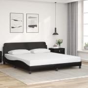 vidaXL Sängram med huvudgavel svart 180x200 cm konstläder