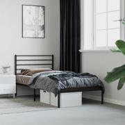 vidaXL Sängram med huvudgavel metall svart 90x190 cm