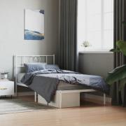 vidaXL Sängram utan madrass med huvudgavel metall vit 75x190 cm