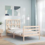 vidaXL Sängram med huvudgavel 100x200 cm massivt trä