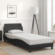 vidaXL Sängram med huvudgavel svart 90x190 cm konstläder