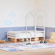vidaXL Dagbädd med tak vit 90x200 cm massiv furu