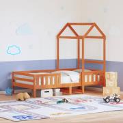 vidaXL Sängram med tak vaxad brun 80x200 cm massiv furu