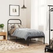 vidaXL Sängram med huvudgavel metall svart 75x190 cm